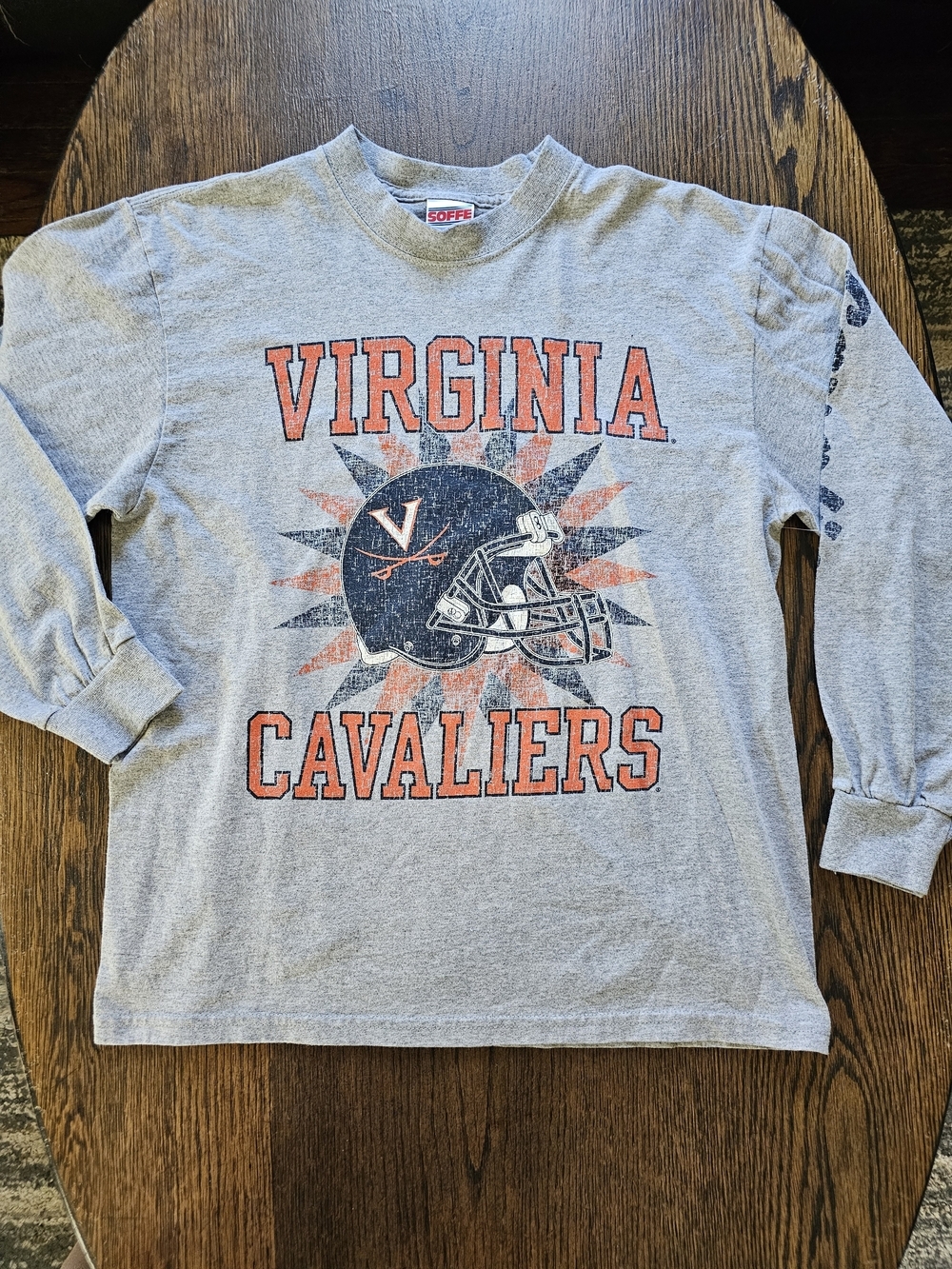 Virginia Cavaliers Gray Long Sleeve Tee with Helmet Graphic Size XL 18/20 Youth